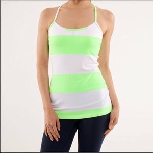 Lululemon Power Y Lime Green & White Tank Top